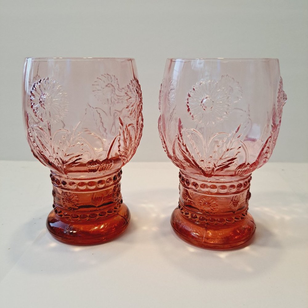 Set of Two Anthropologie Retired HELIANTHUS Pink Water GOBLET Great Condition - Picture 3 of 10